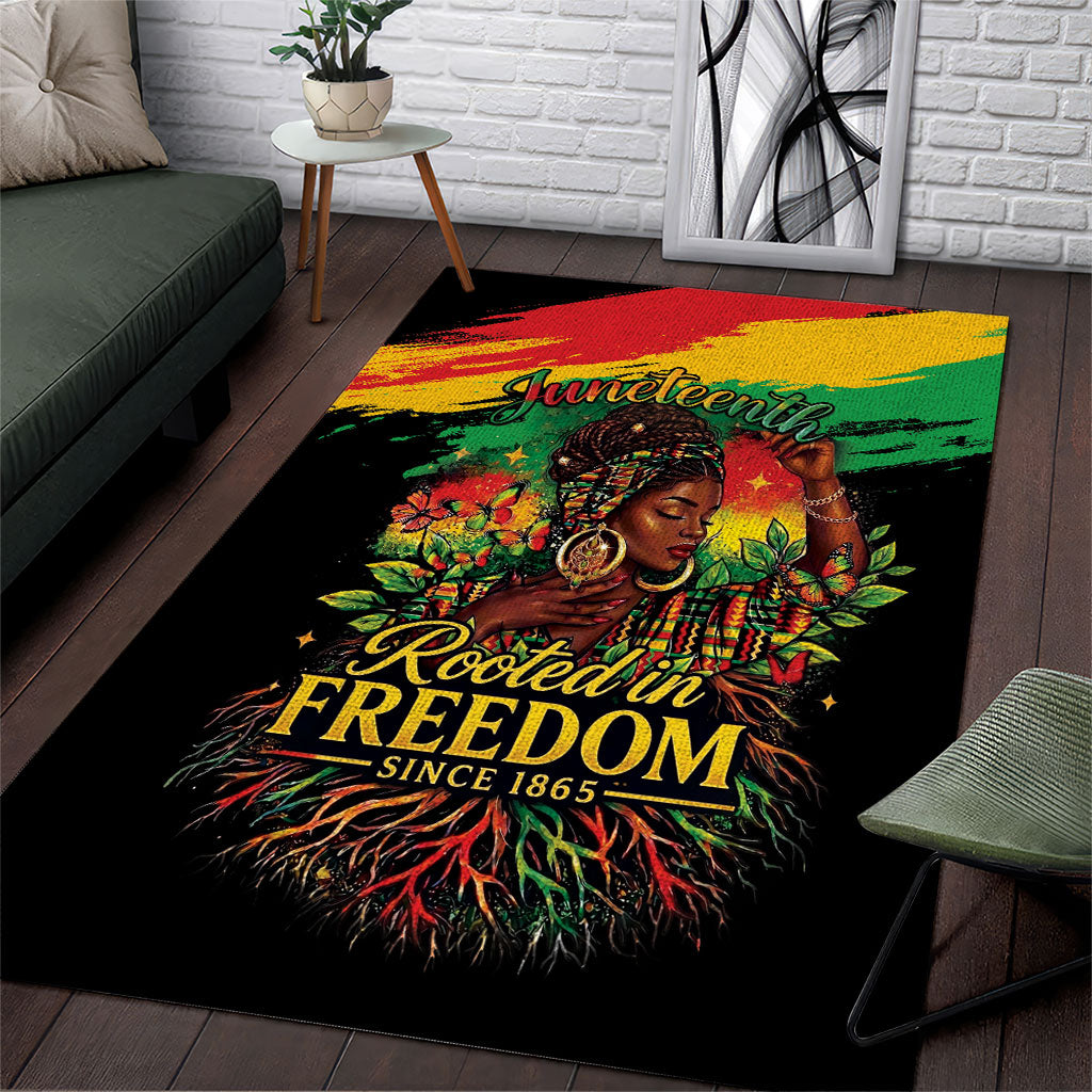 Juneteenth Rooted in Freedom Area Rug Black Pride African Queen