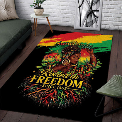 Juneteenth Rooted in Freedom Area Rug Black Pride African Queen