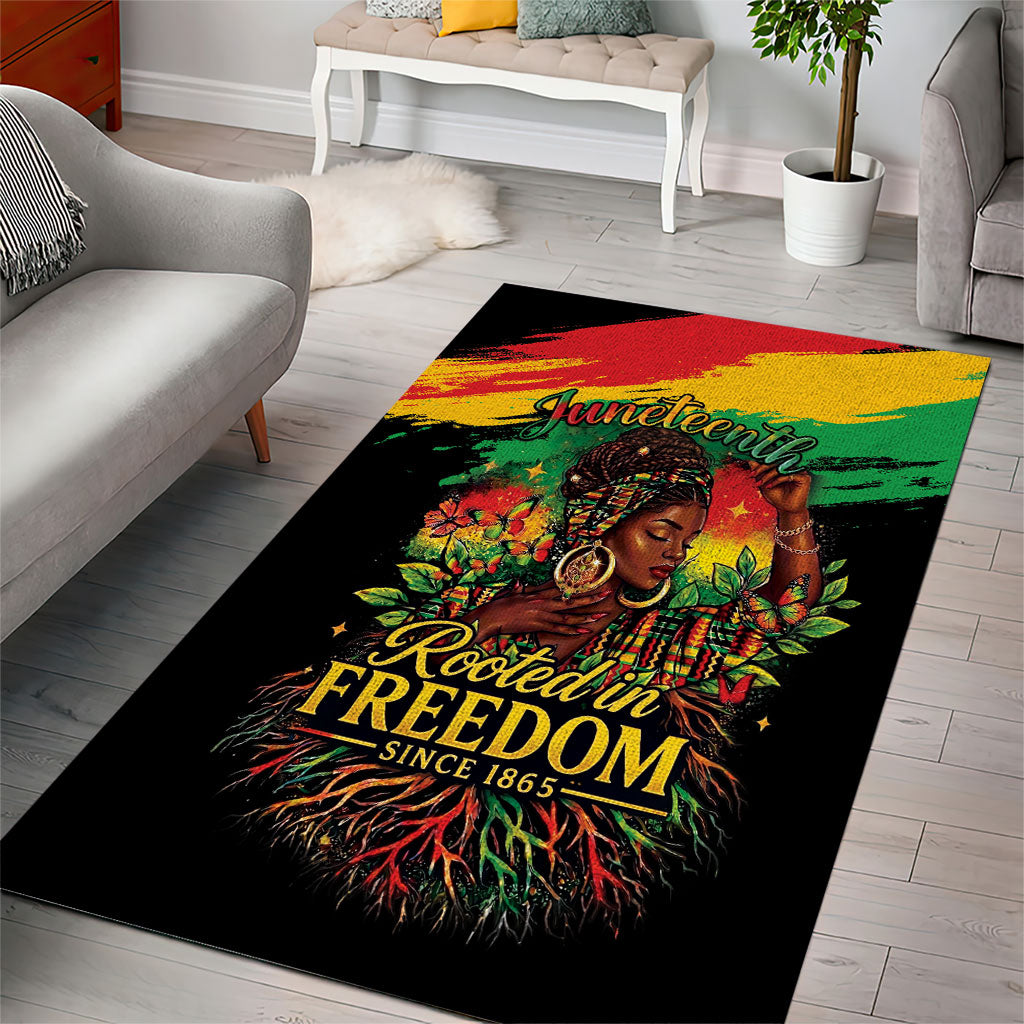 Juneteenth Rooted in Freedom Area Rug Black Pride African Queen