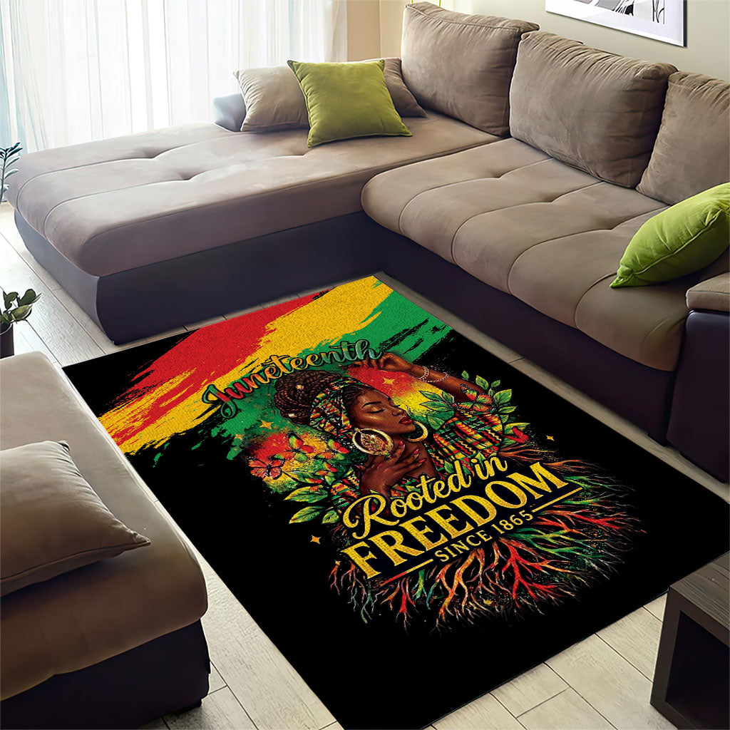 Juneteenth Rooted in Freedom Area Rug Black Pride African Queen