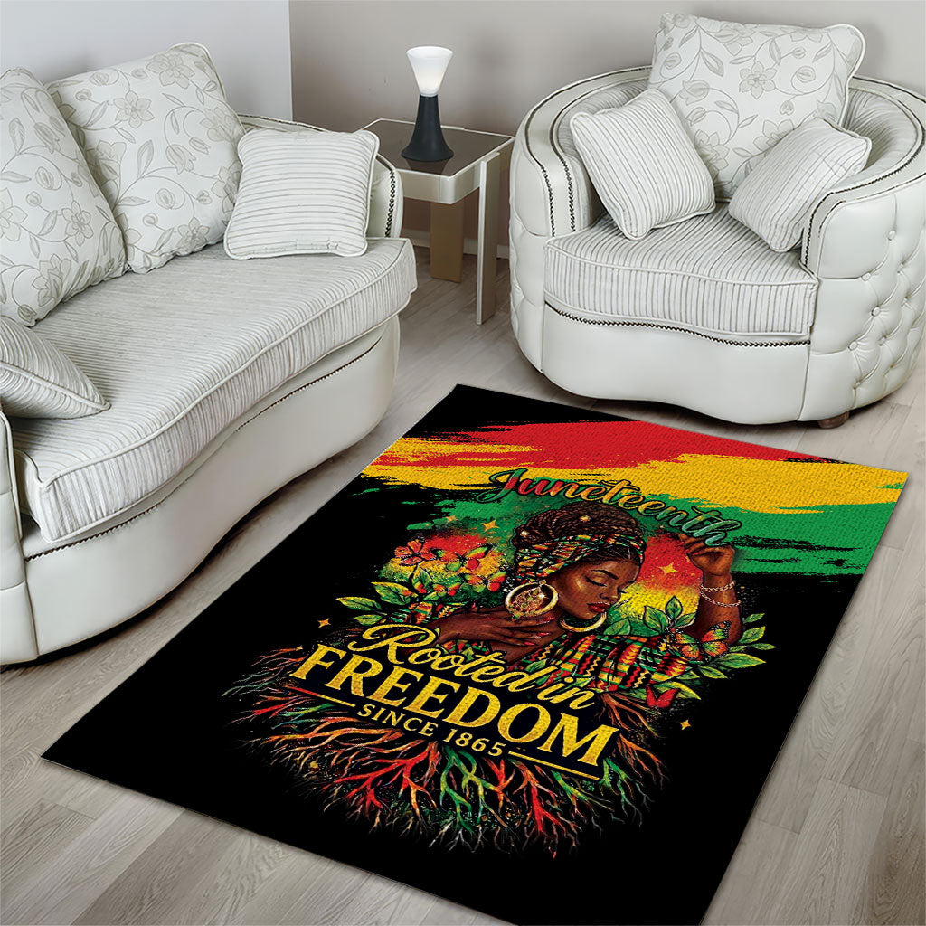 Juneteenth Rooted in Freedom Area Rug Black Pride African Queen