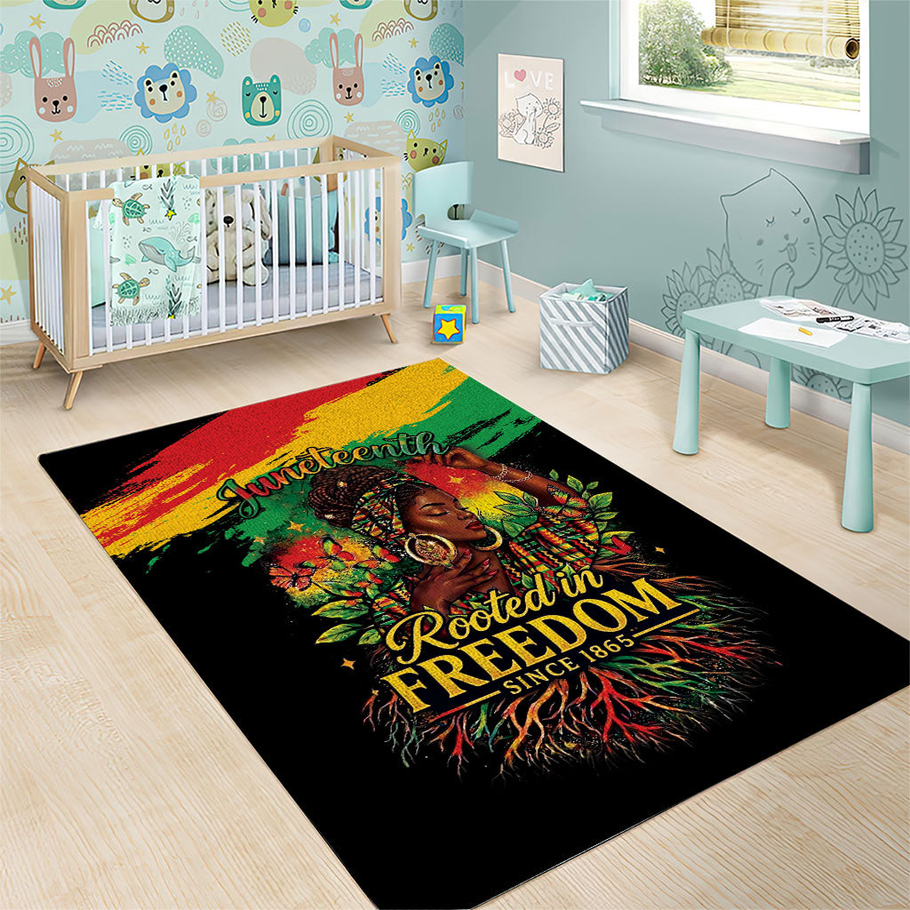 Juneteenth Rooted in Freedom Area Rug Black Pride African Queen