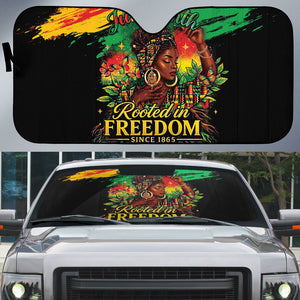 Juneteenth Rooted in Freedom Auto Sun Shade Black Pride African Queen