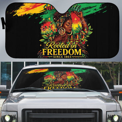 Juneteenth Rooted in Freedom Auto Sun Shade Black Pride African Queen