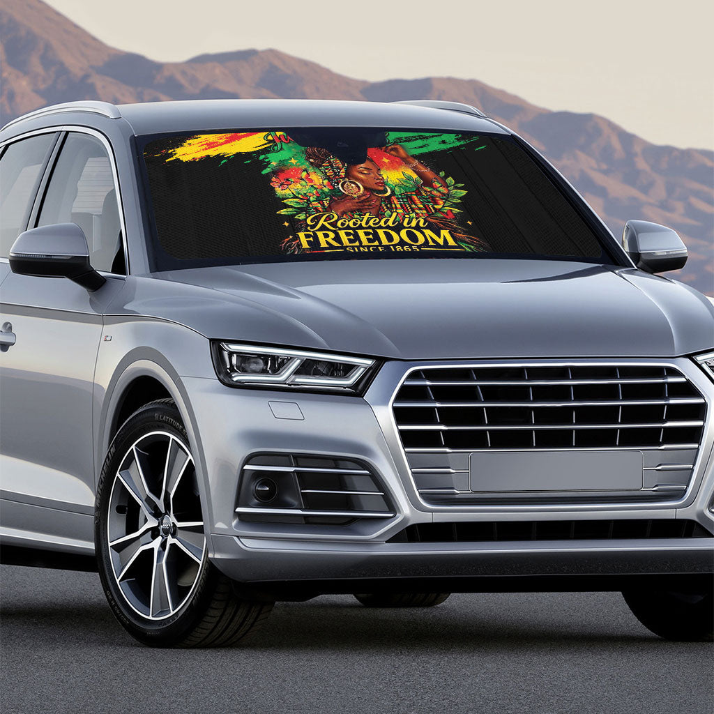 Juneteenth Rooted in Freedom Auto Sun Shade Black Pride African Queen