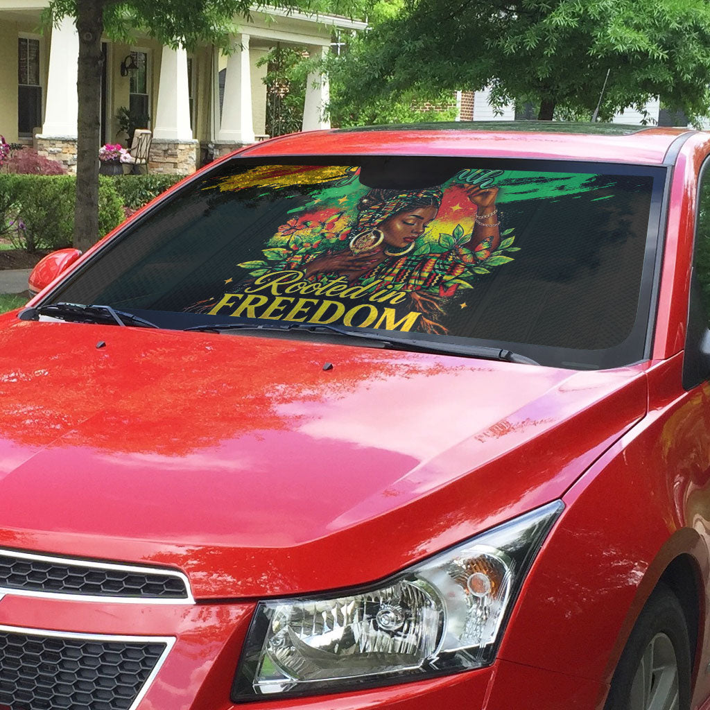 Juneteenth Rooted in Freedom Auto Sun Shade Black Pride African Queen