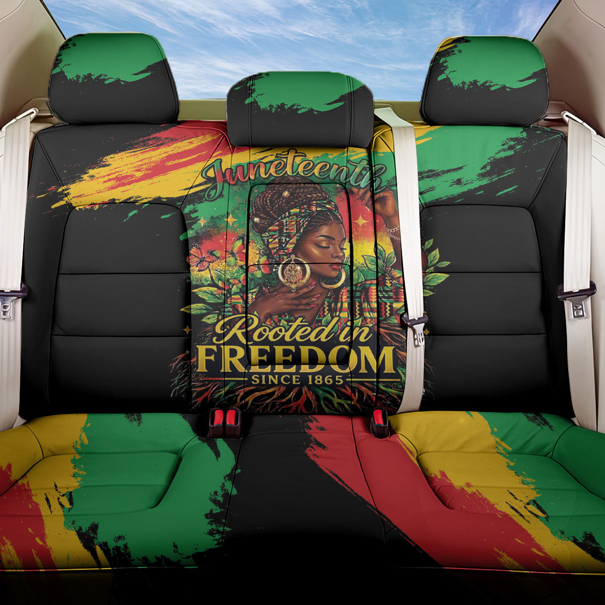 Juneteenth Rooted in Freedom Back Car Seat Cover Black Pride African Queen