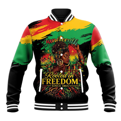 Juneteenth Rooted in Freedom Baseball Jacket Black Pride African Queen