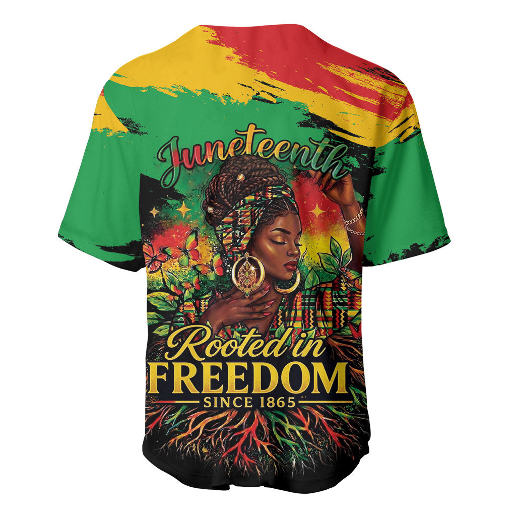 Juneteenth Rooted in Freedom Baseball Jersey Black Pride African Queen