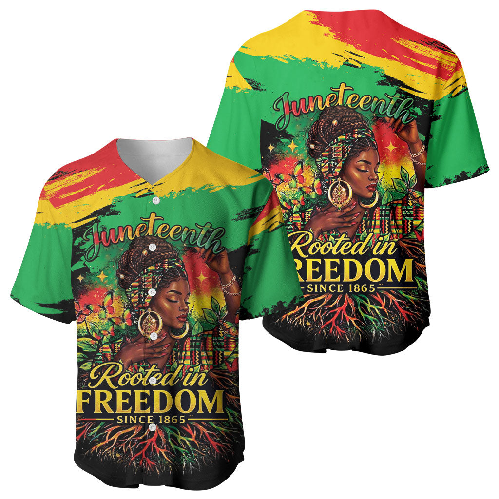 Juneteenth Rooted in Freedom Baseball Jersey Black Pride African Queen