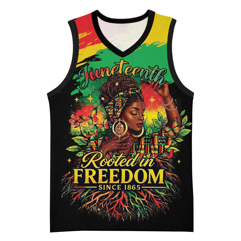 Juneteenth Rooted in Freedom Basketball Jersey Black Pride African Queen