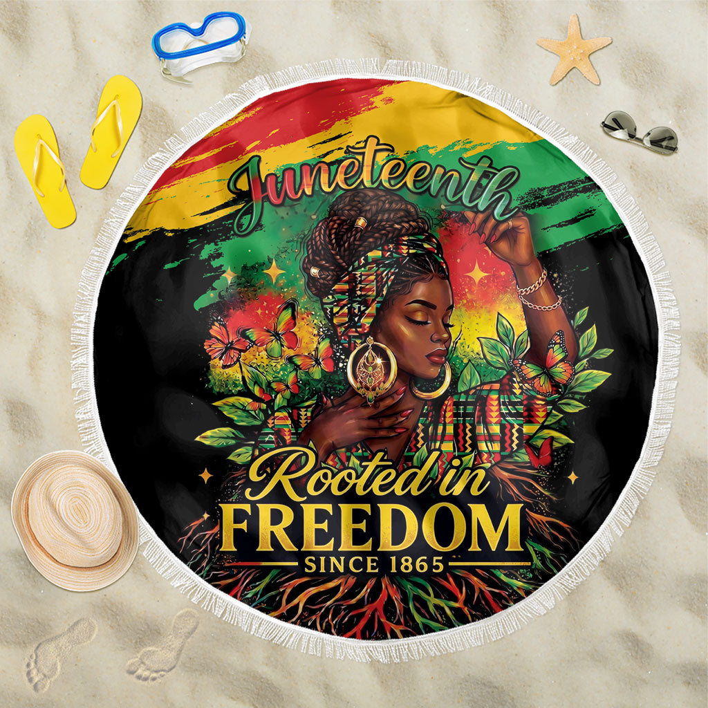 Juneteenth Rooted in Freedom Beach Blanket Black Pride African Queen