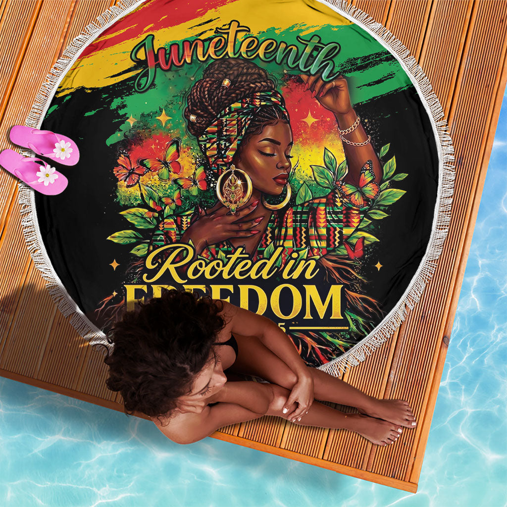 Juneteenth Rooted in Freedom Beach Blanket Black Pride African Queen