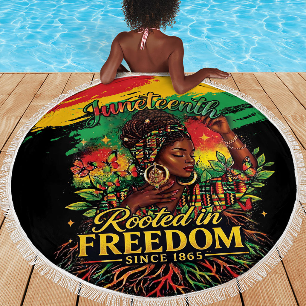 Juneteenth Rooted in Freedom Beach Blanket Black Pride African Queen