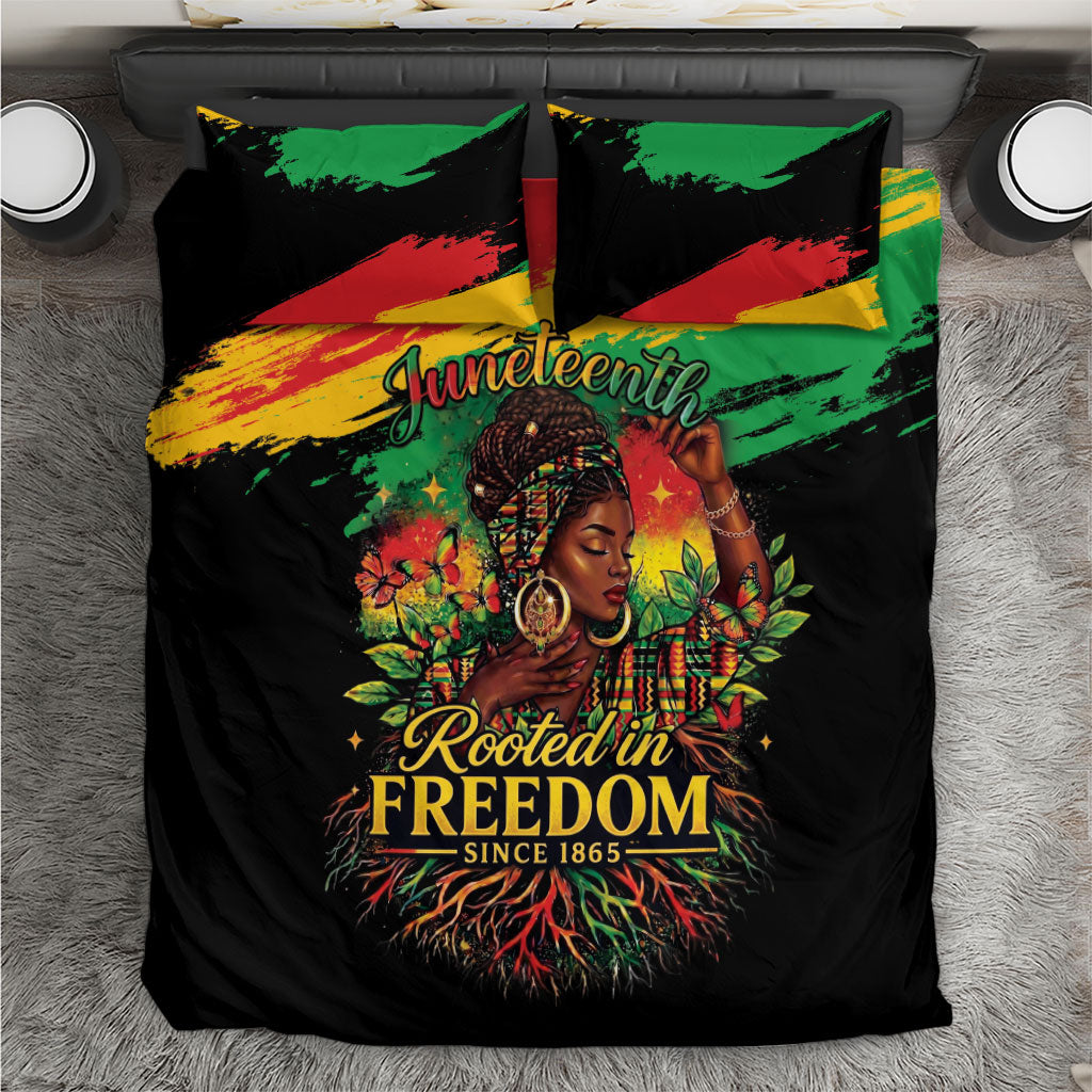Juneteenth Rooted in Freedom Bedding Set Black Pride African Queen