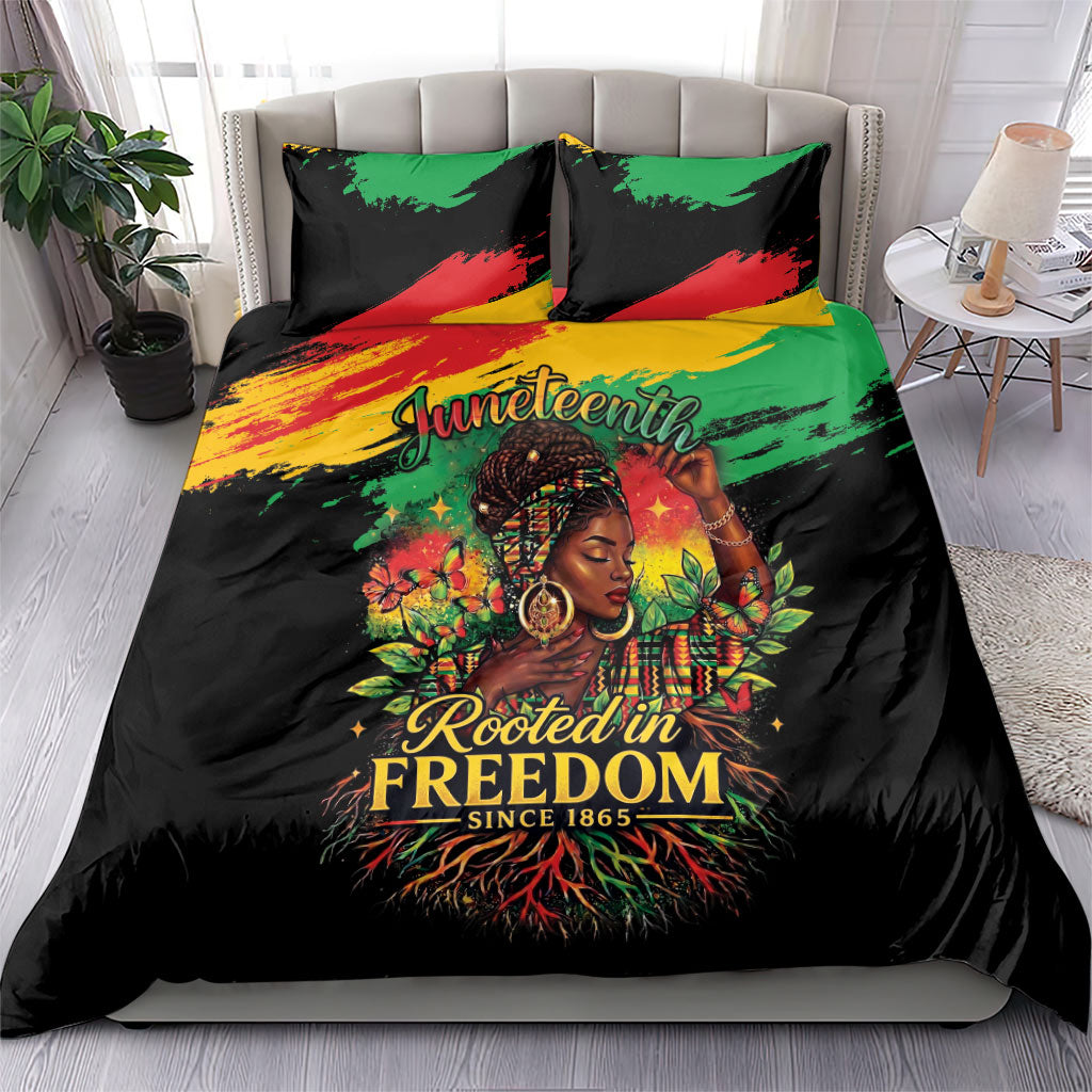 Juneteenth Rooted in Freedom Bedding Set Black Pride African Queen