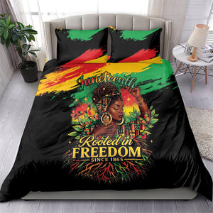 Juneteenth Rooted in Freedom Bedding Set Black Pride African Queen