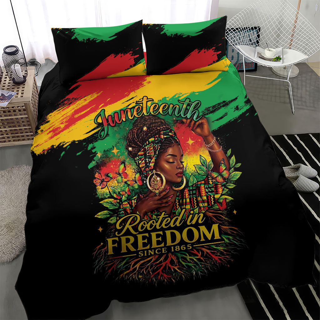 Juneteenth Rooted in Freedom Bedding Set Black Pride African Queen