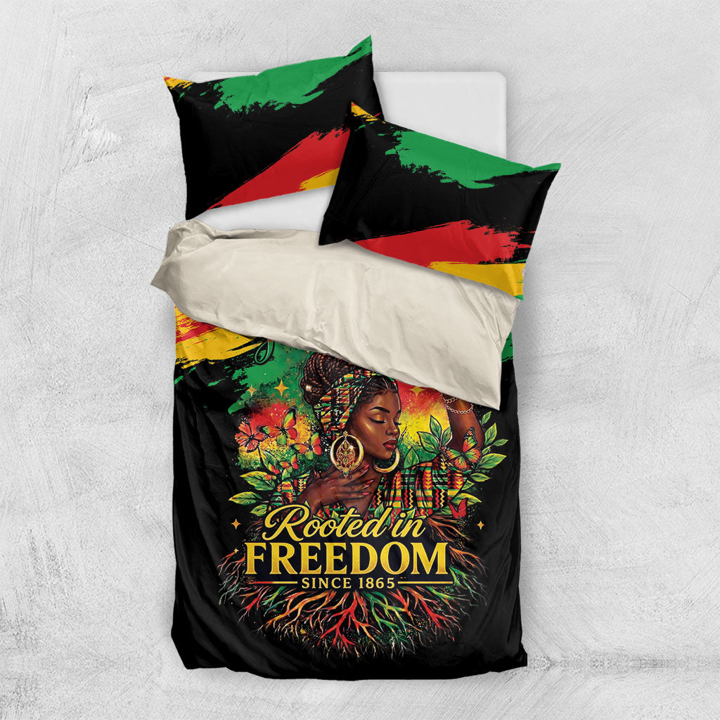 Juneteenth Rooted in Freedom Bedding Set Black Pride African Queen