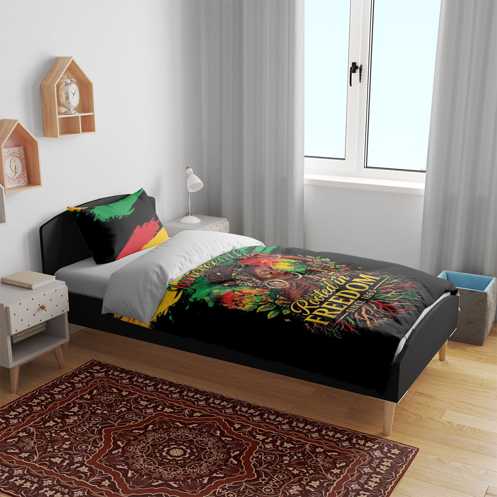 Juneteenth Rooted in Freedom Bedding Set Black Pride African Queen