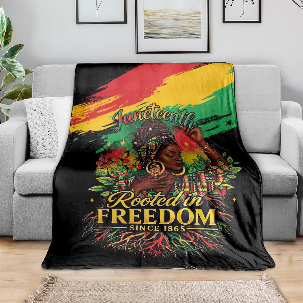 Juneteenth Rooted in Freedom Blanket Black Pride African Queen
