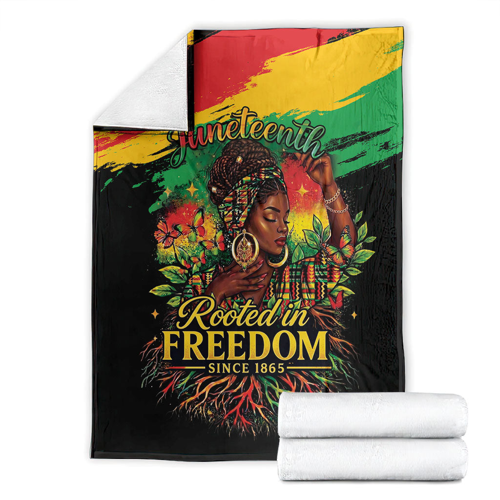 Juneteenth Rooted in Freedom Blanket Black Pride African Queen