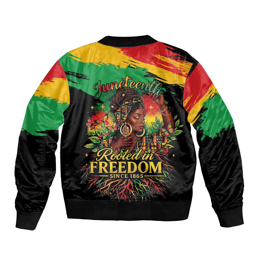 Juneteenth Rooted in Freedom Bomber Jacket Black Pride African Queen