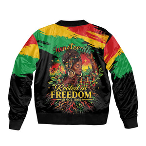 Juneteenth Rooted in Freedom Bomber Jacket Black Pride African Queen