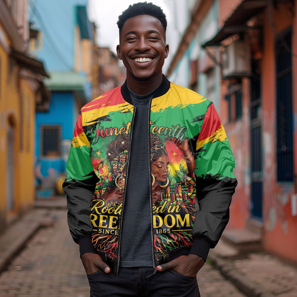 Juneteenth Rooted in Freedom Bomber Jacket Black Pride African Queen