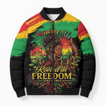 Juneteenth Rooted in Freedom Bomber Puffer Jacket Black Pride African Queen