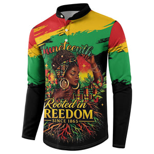 Juneteenth Rooted in Freedom Button Sweatshirt Black Pride African Queen