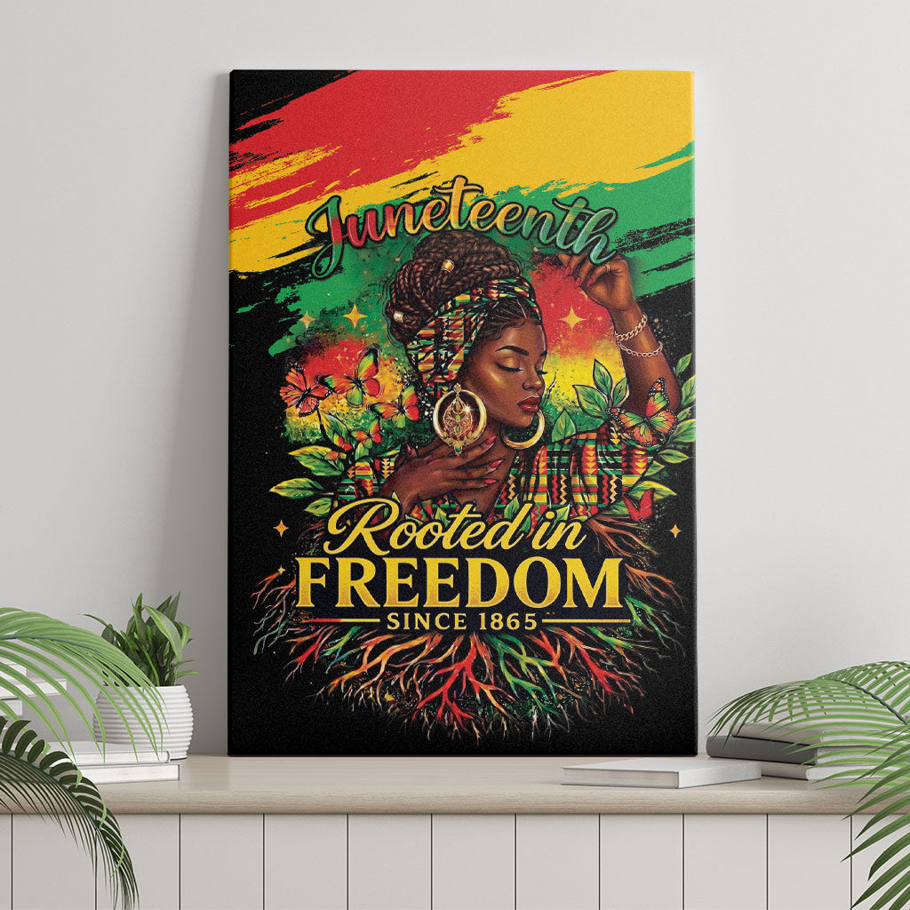 Juneteenth Rooted in Freedom Canvas Wall Art Black Pride African Queen