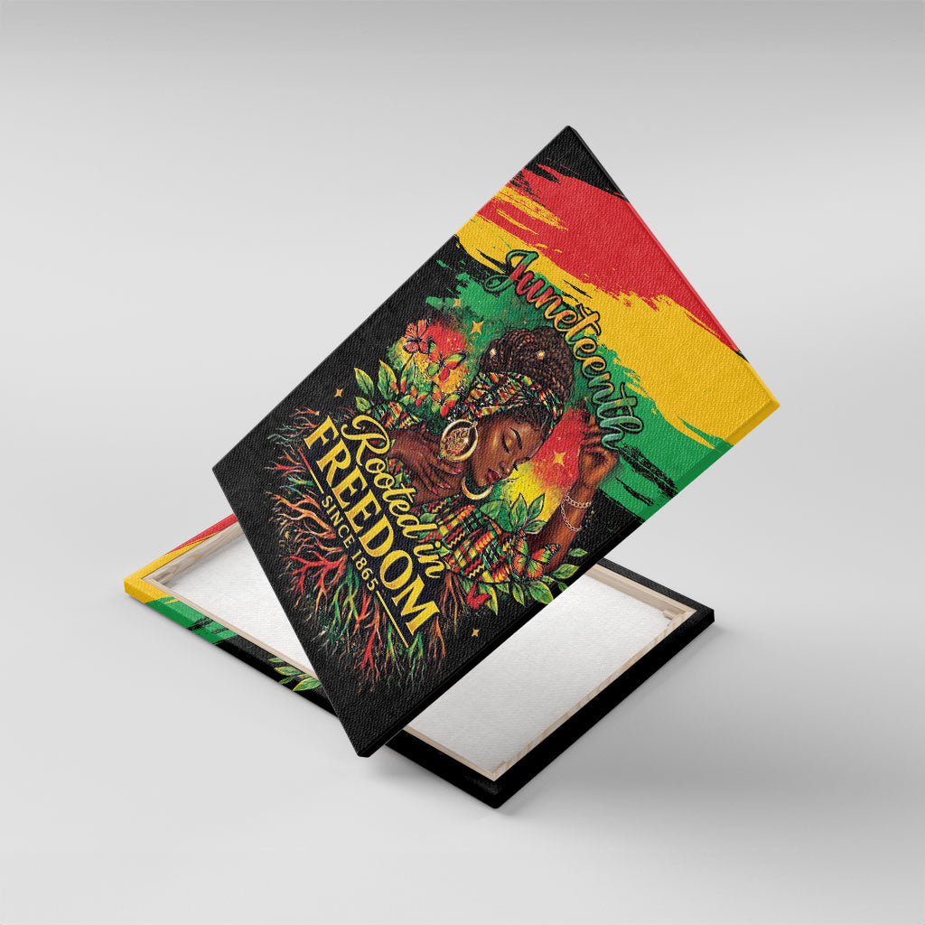 Juneteenth Rooted in Freedom Canvas Wall Art Black Pride African Queen