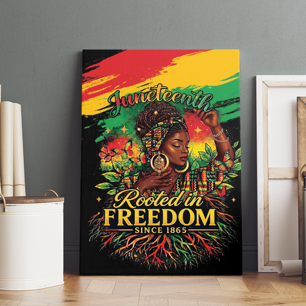 Juneteenth Rooted in Freedom Canvas Wall Art Black Pride African Queen