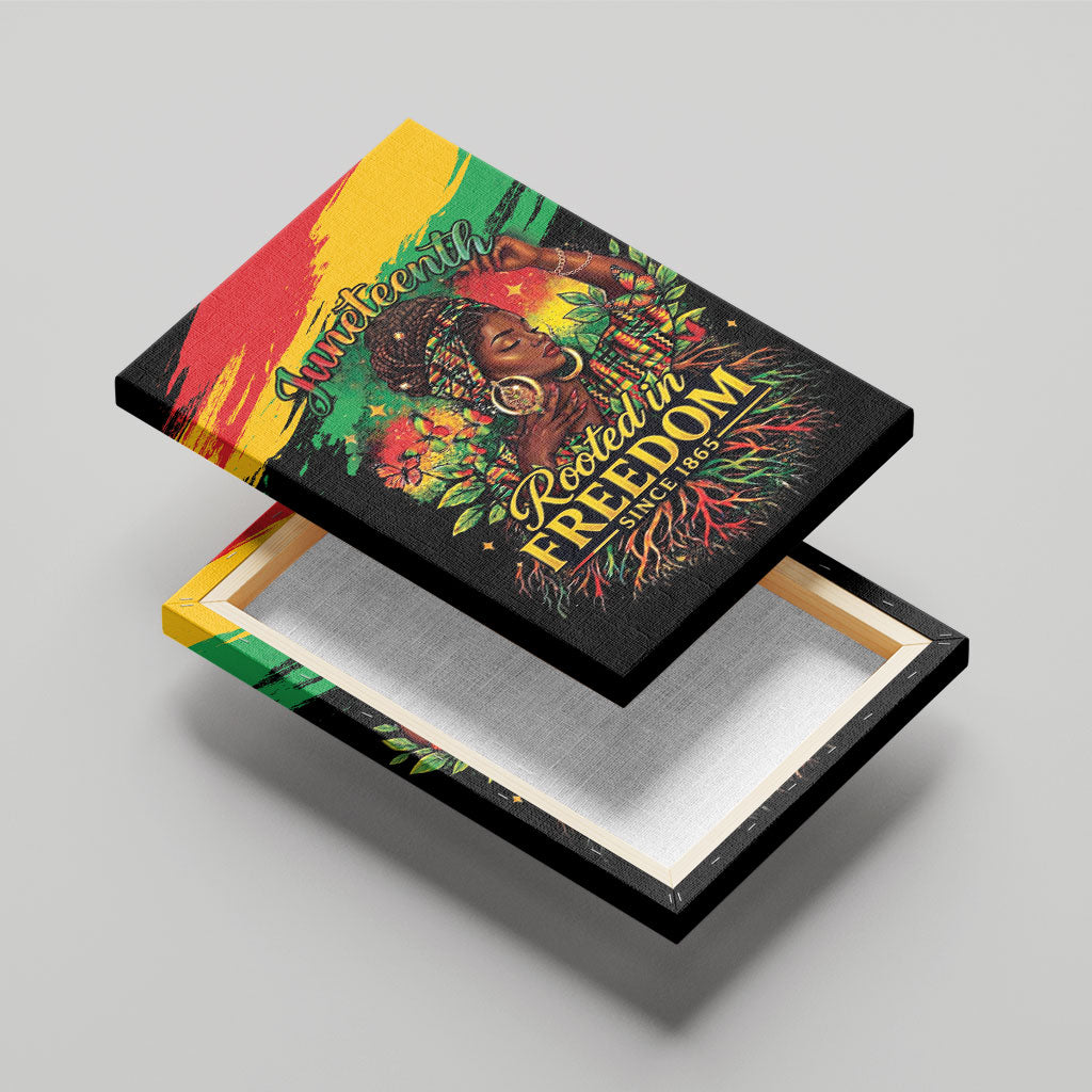 Juneteenth Rooted in Freedom Canvas Wall Art Black Pride African Queen