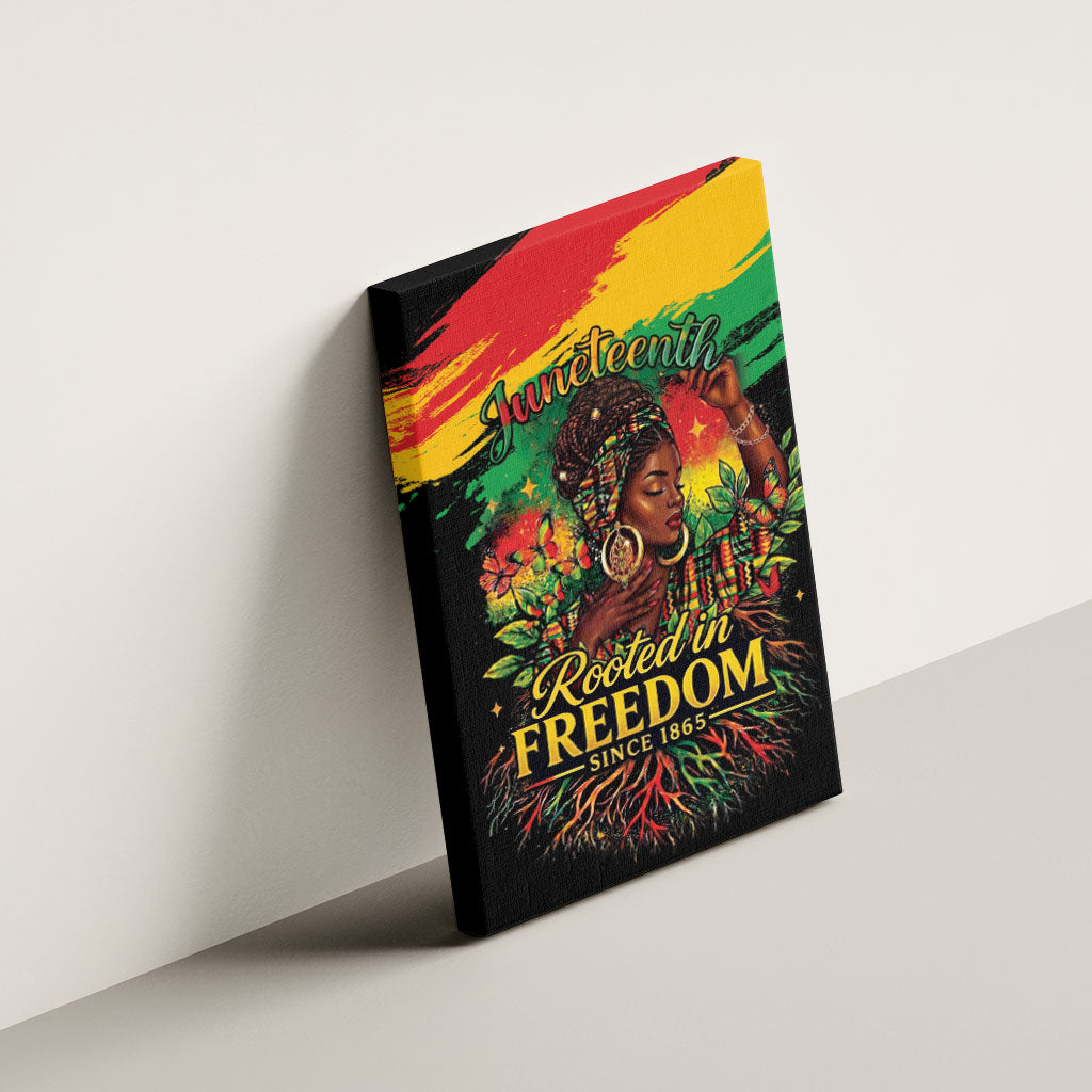 Juneteenth Rooted in Freedom Canvas Wall Art Black Pride African Queen