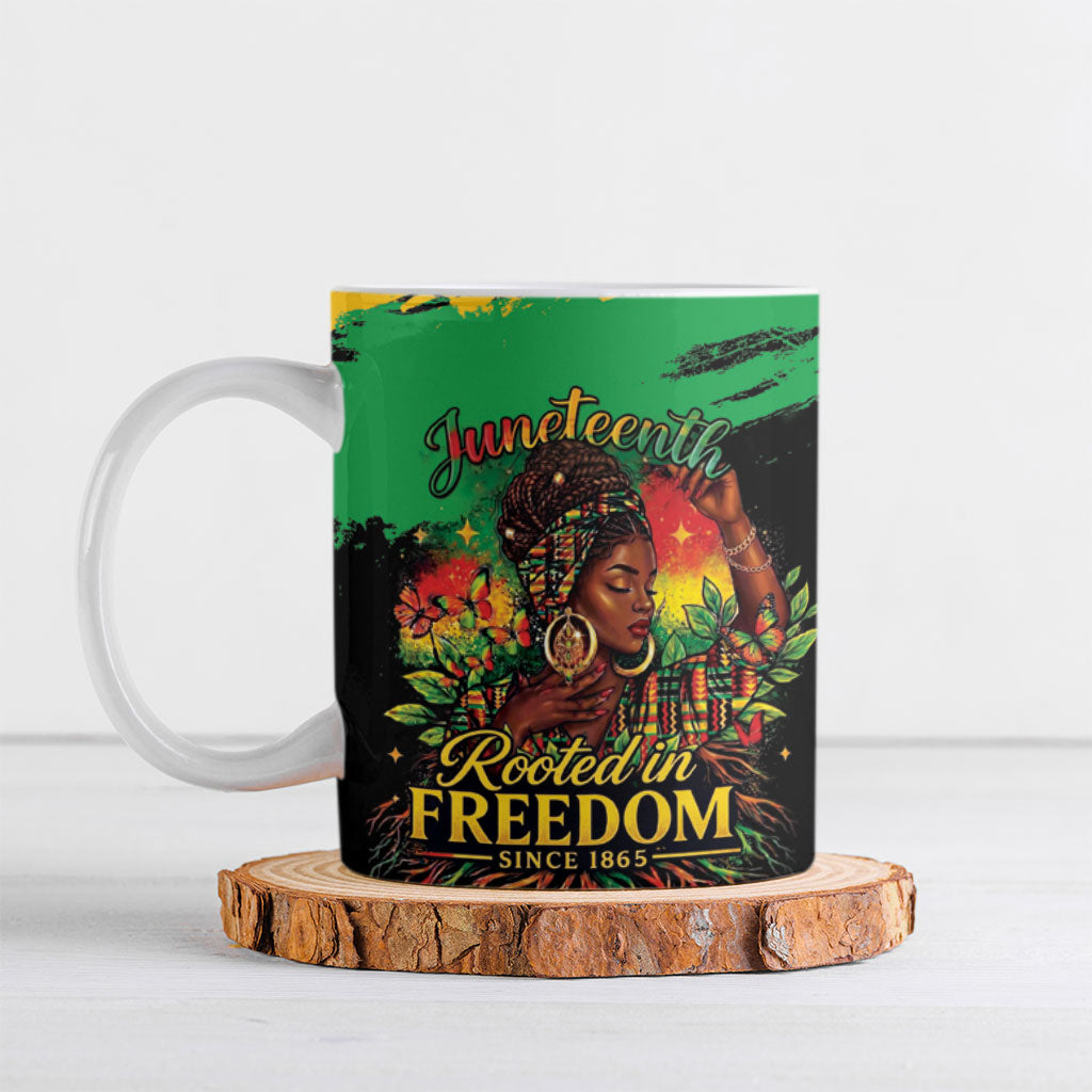 Juneteenth Rooted in Freedom Ceramic Mug Black Pride African Queen