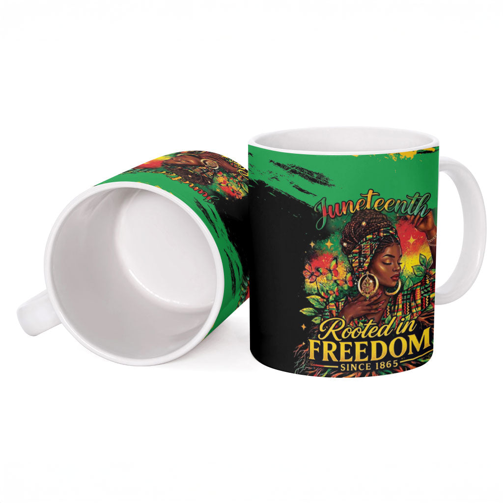 Juneteenth Rooted in Freedom Ceramic Mug Black Pride African Queen