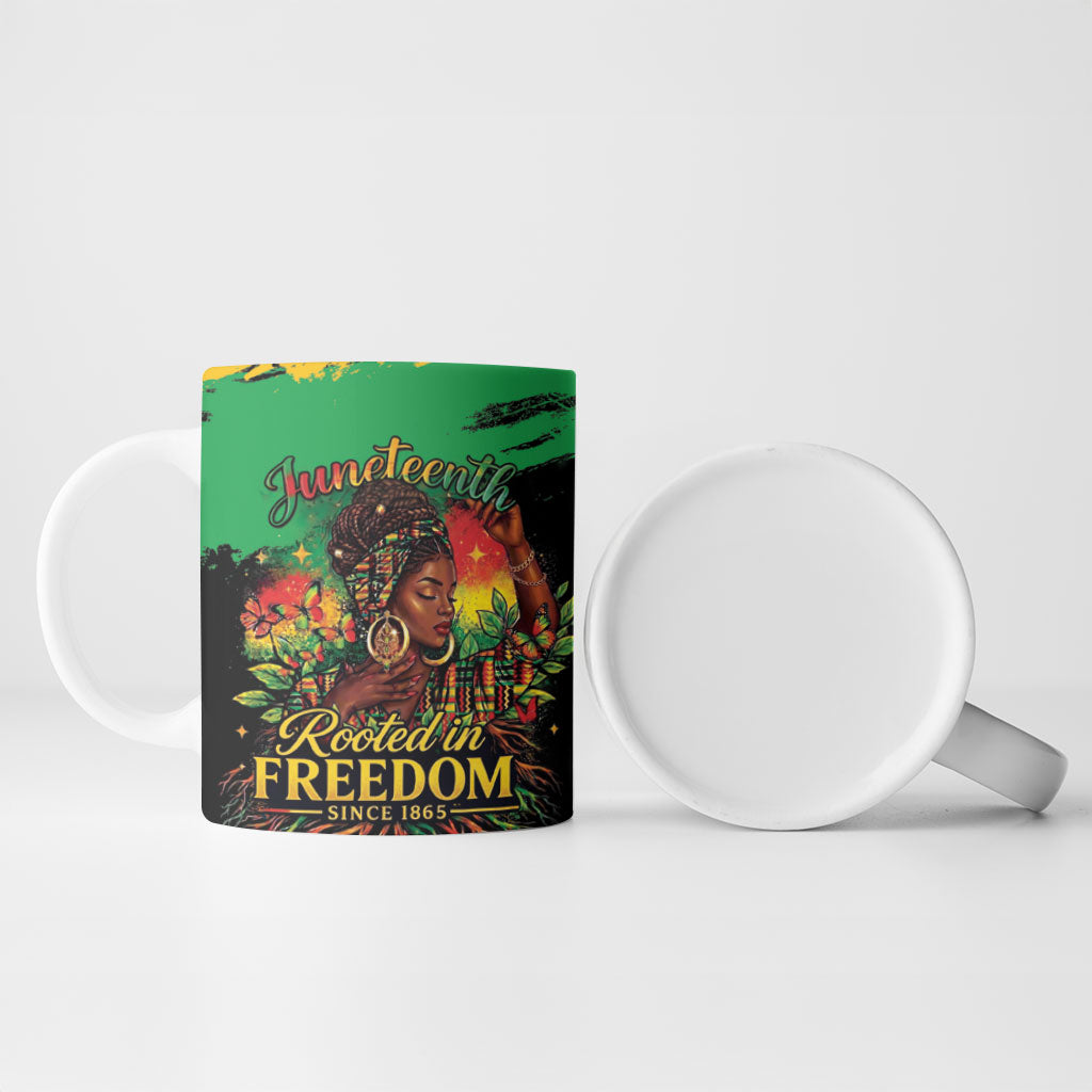Juneteenth Rooted in Freedom Ceramic Mug Black Pride African Queen