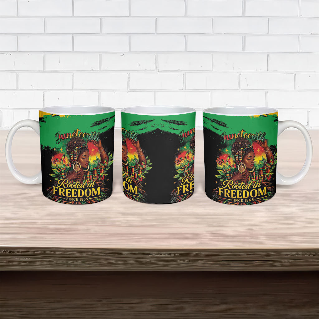 Juneteenth Rooted in Freedom Ceramic Mug Black Pride African Queen