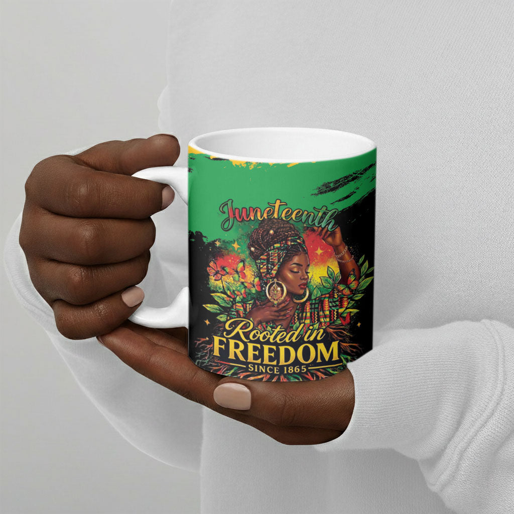 Juneteenth Rooted in Freedom Ceramic Mug Black Pride African Queen