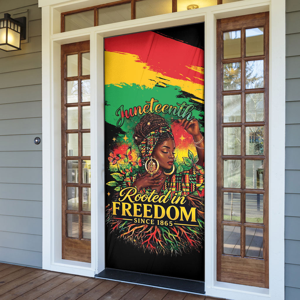 Juneteenth Rooted in Freedom Door Cover Black Pride African Queen