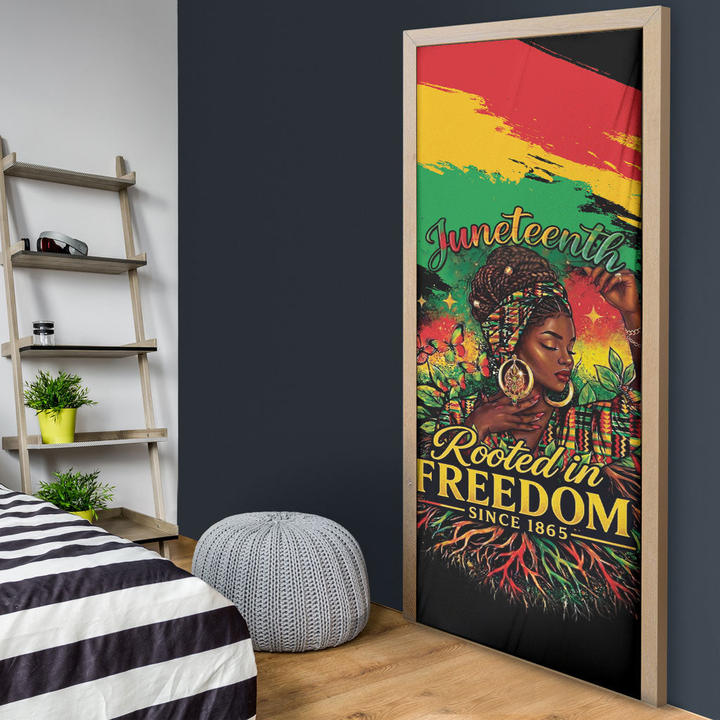 Juneteenth Rooted in Freedom Door Cover Black Pride African Queen