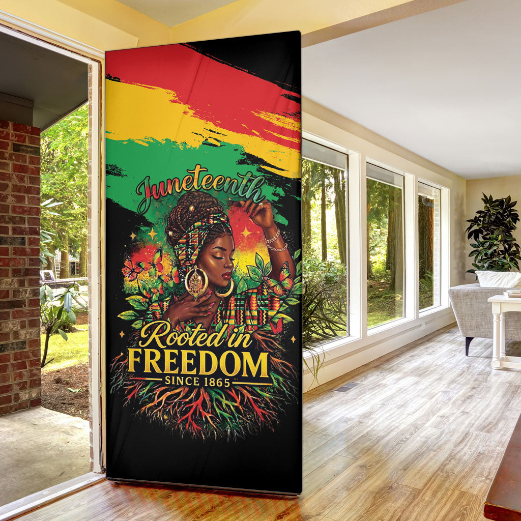 Juneteenth Rooted in Freedom Door Cover Black Pride African Queen