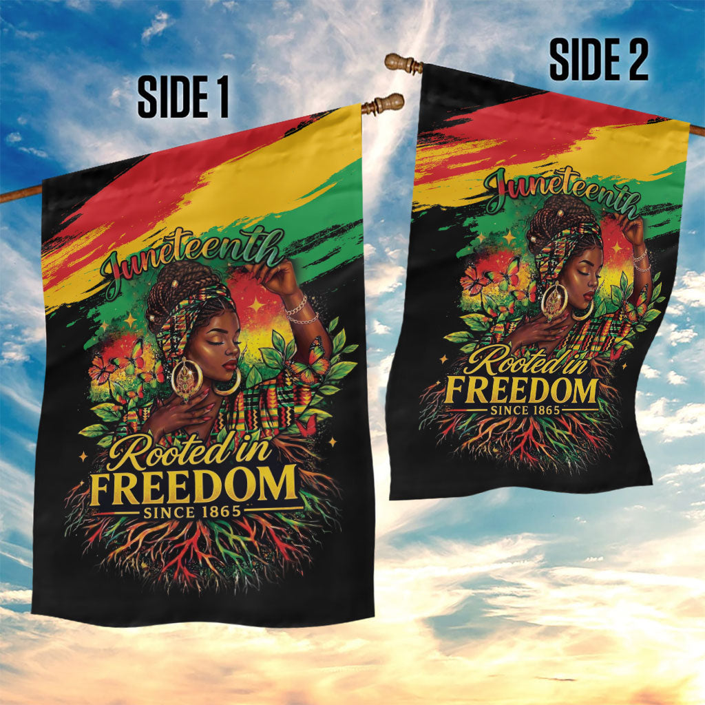Juneteenth Rooted in Freedom Garden Flag Black Pride African Queen
