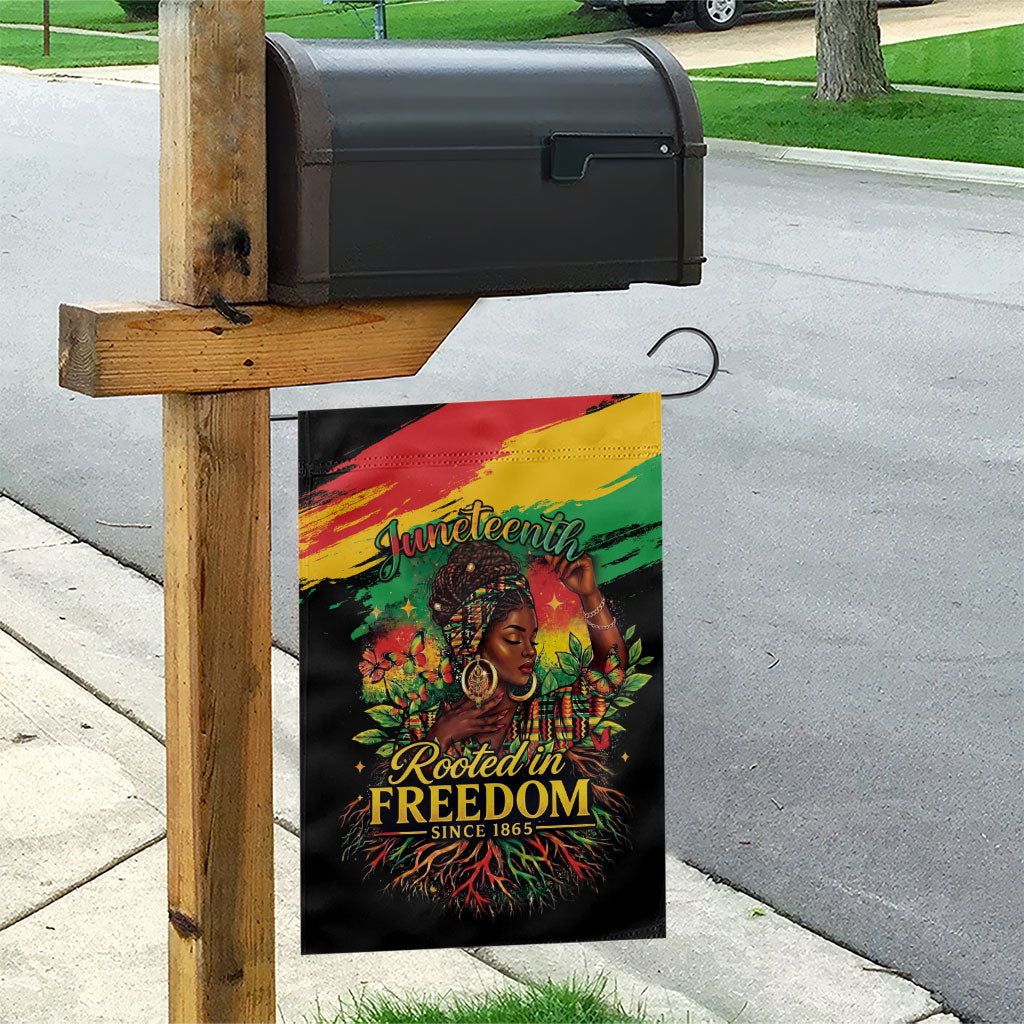 Juneteenth Rooted in Freedom Garden Flag Black Pride African Queen