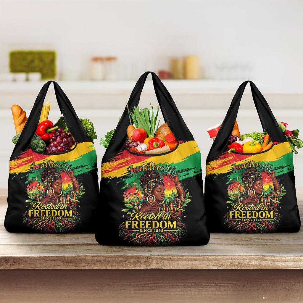 Juneteenth Rooted in Freedom Grocery Bag Black Pride African Queen