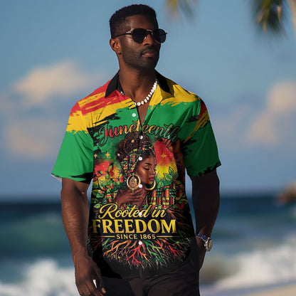 Juneteenth Rooted in Freedom Hawaiian Shirt Black Pride African Queen