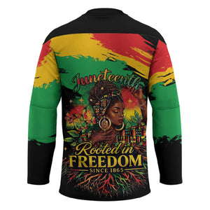 Juneteenth Rooted in Freedom Hockey Jersey Black Pride African Queen