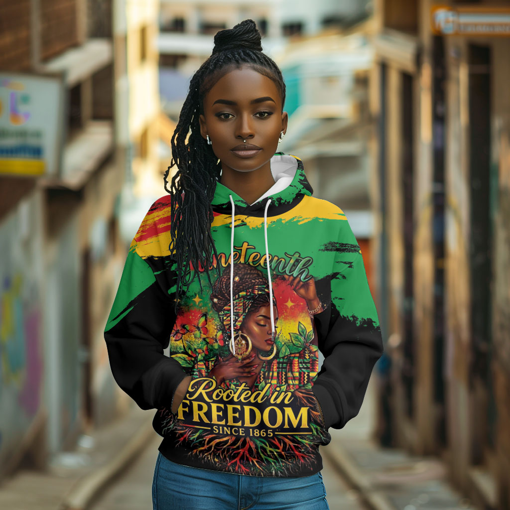 Juneteenth Rooted in Freedom Hoodie Black Pride African Queen